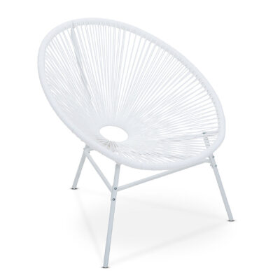 White wire sun chair for outdoor relaxing